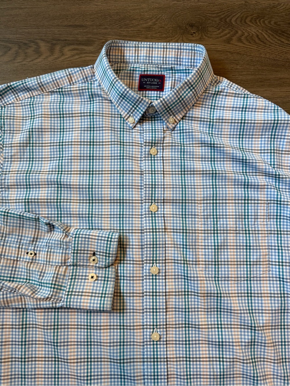 Untuckit Mens XXL Scansano Performance Button Up Shirt Shirt Blue Yellow Plaid